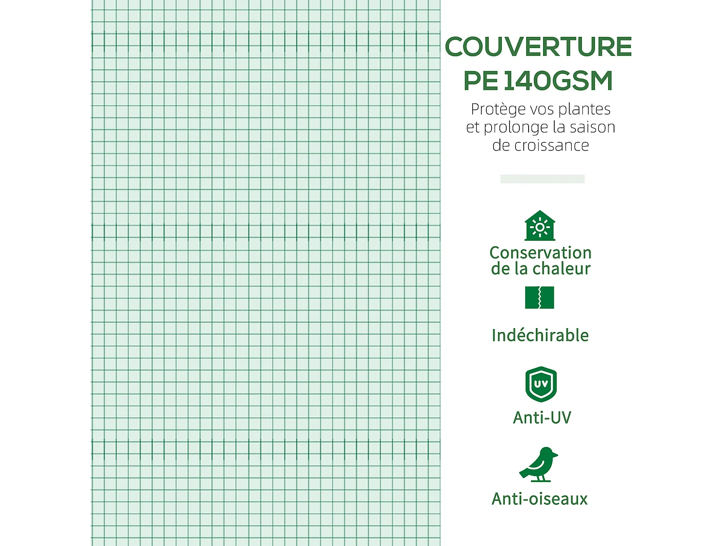 Serre tunnel de jardin grande taille dim. 3L x 2,95l x 1,97H m - 6 fenêtres, porte zippée enroulable - acier galvanisé PE haute densité vert