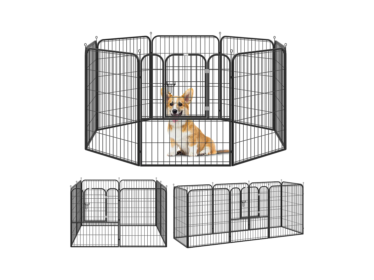 Luxe parc enclos modulable pour chien 8 panneaux porte verrouillable acier époxy noir
