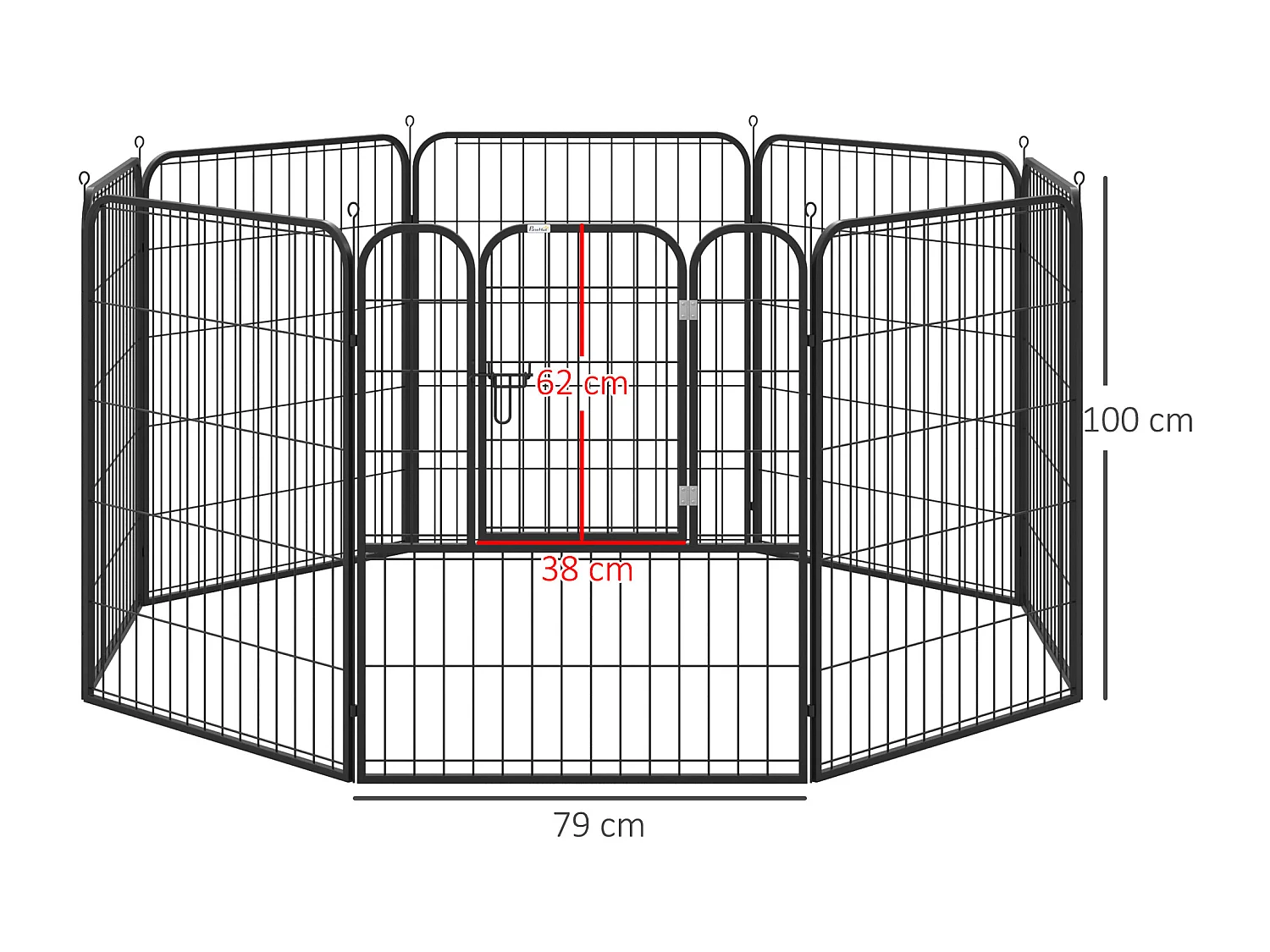 Luxe parc enclos modulable pour chien 8 panneaux porte verrouillable acier époxy noir