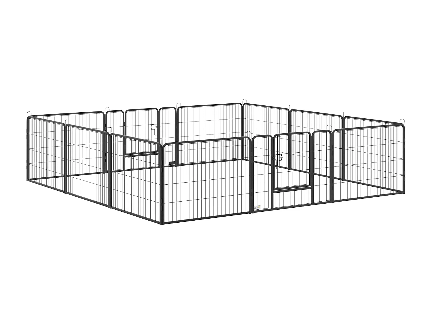 PawHut Parc enclos modulable pour animaux avec 2 portes - 12 panneaux modulables - acier noir