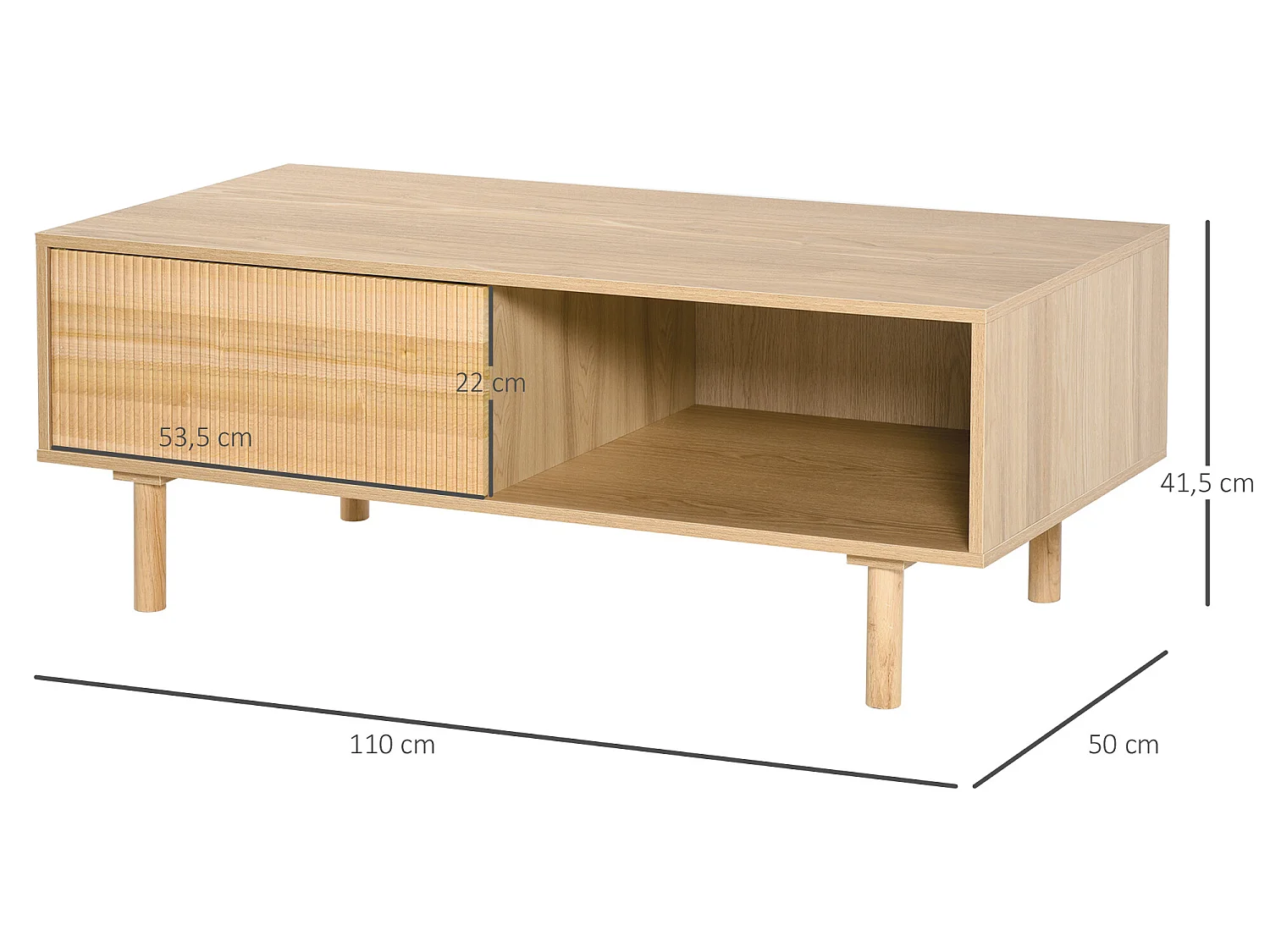 Table basse design Urban Craft placard + niche panneaux particules bois massif pin