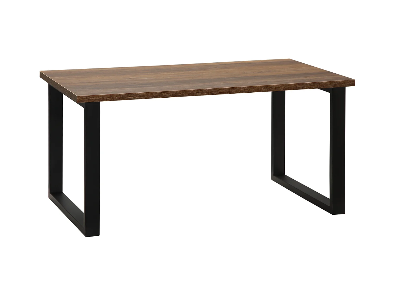 Table basse rectangulaire style industriel dim. 100L x 60l x 50H cm métal noir MDF aspect bois de noyer