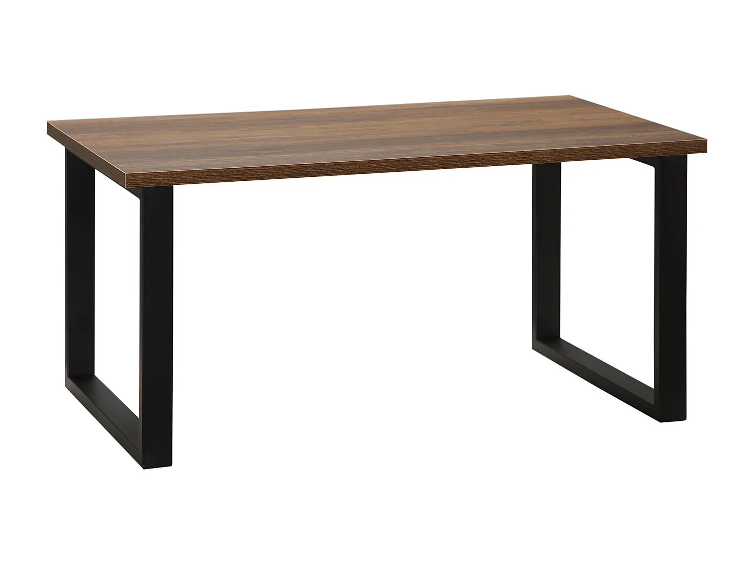 Table basse rectangulaire style industriel dim. 100L x 60l x 50H cm métal noir MDF aspect bois de noyer