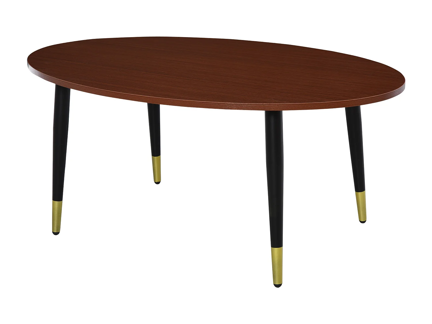 Table basse table d'appoint ovale multifonctionnelle dim. 100 x 60 x 42 cm aspect teck foncé