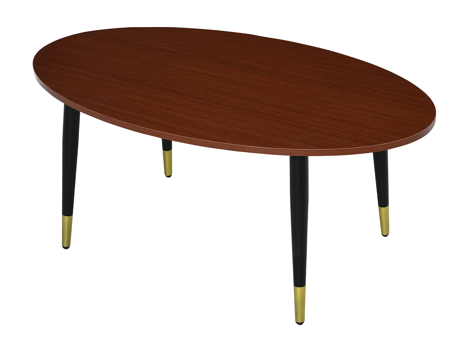 Table basse table d'appoint ovale multifonctionnelle dim. 100 x 60 x 42 cm aspect teck foncé