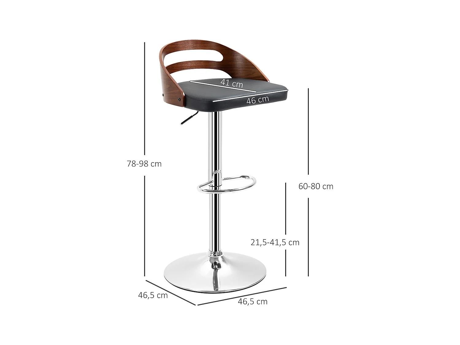 Lot de 2 tabourets de bar design contemporain hauteur d'assise réglable pivotant 360° revêtement synthétique noir dossier ajouré aspect bois
