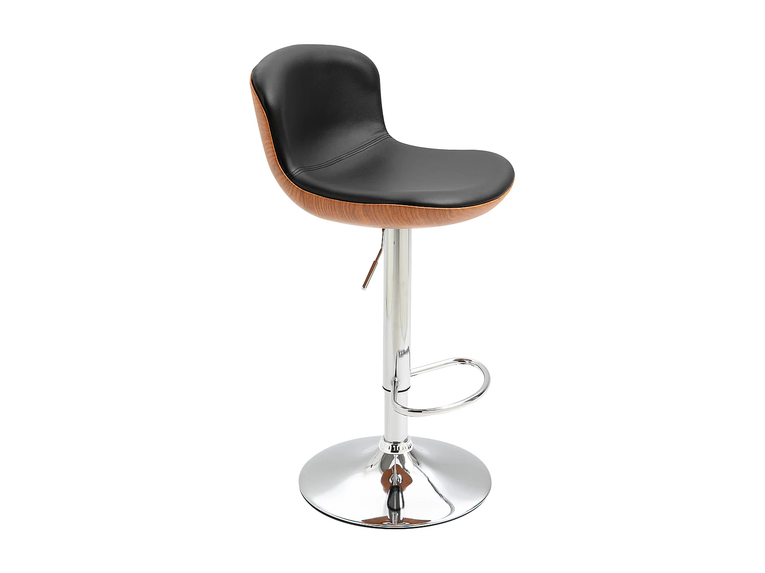 Lot de 2 tabourets de bar design contemporain hauteur d'assise réglable 64-85 cm pivotant 360° revêtement synthétique noir imitation bois