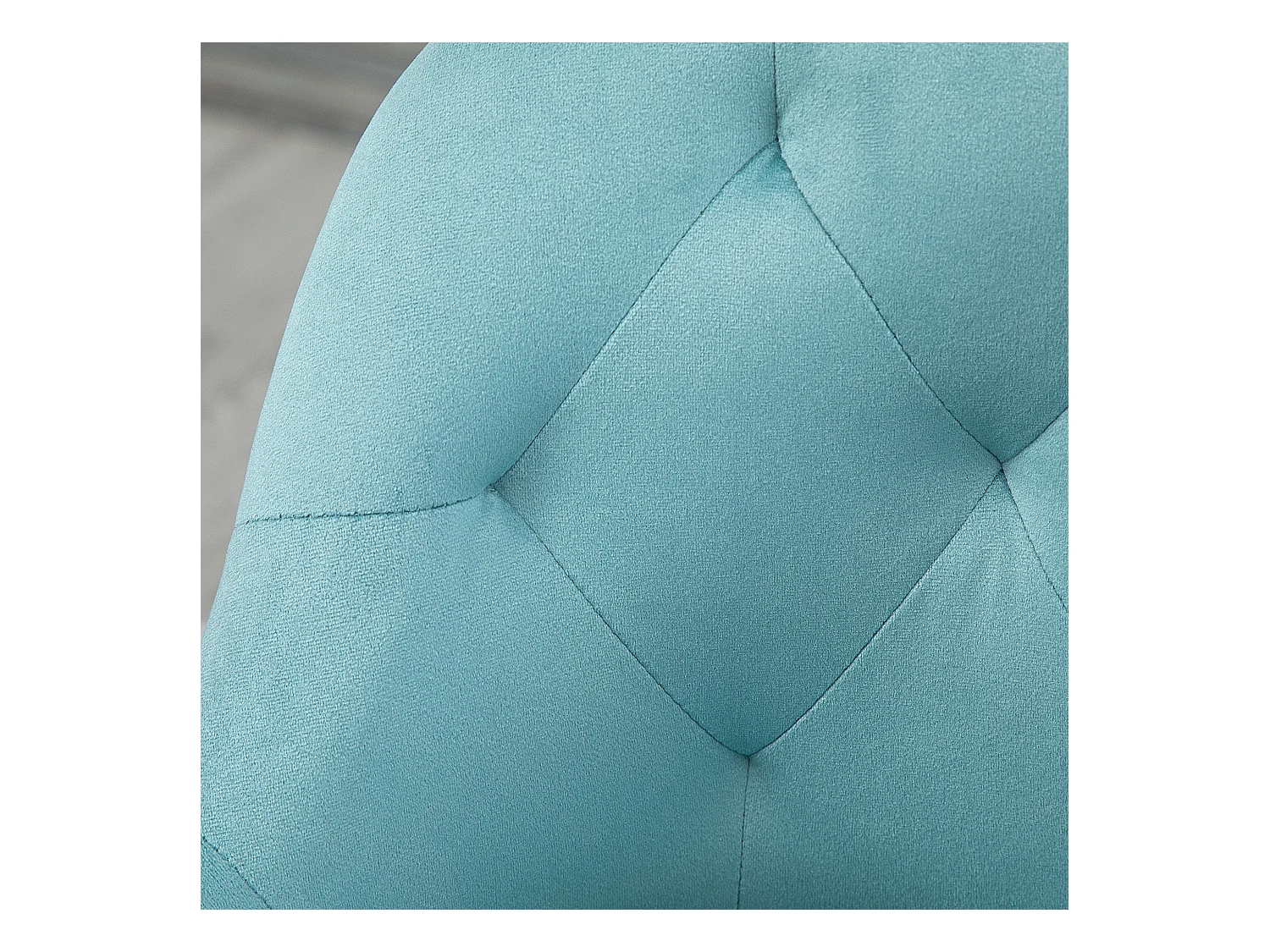 Lot de 2 tabourets de bar design Chesterfield effet capitonné piètement métal effilé noir extrémités dorées repose-pied aspect velours bleu