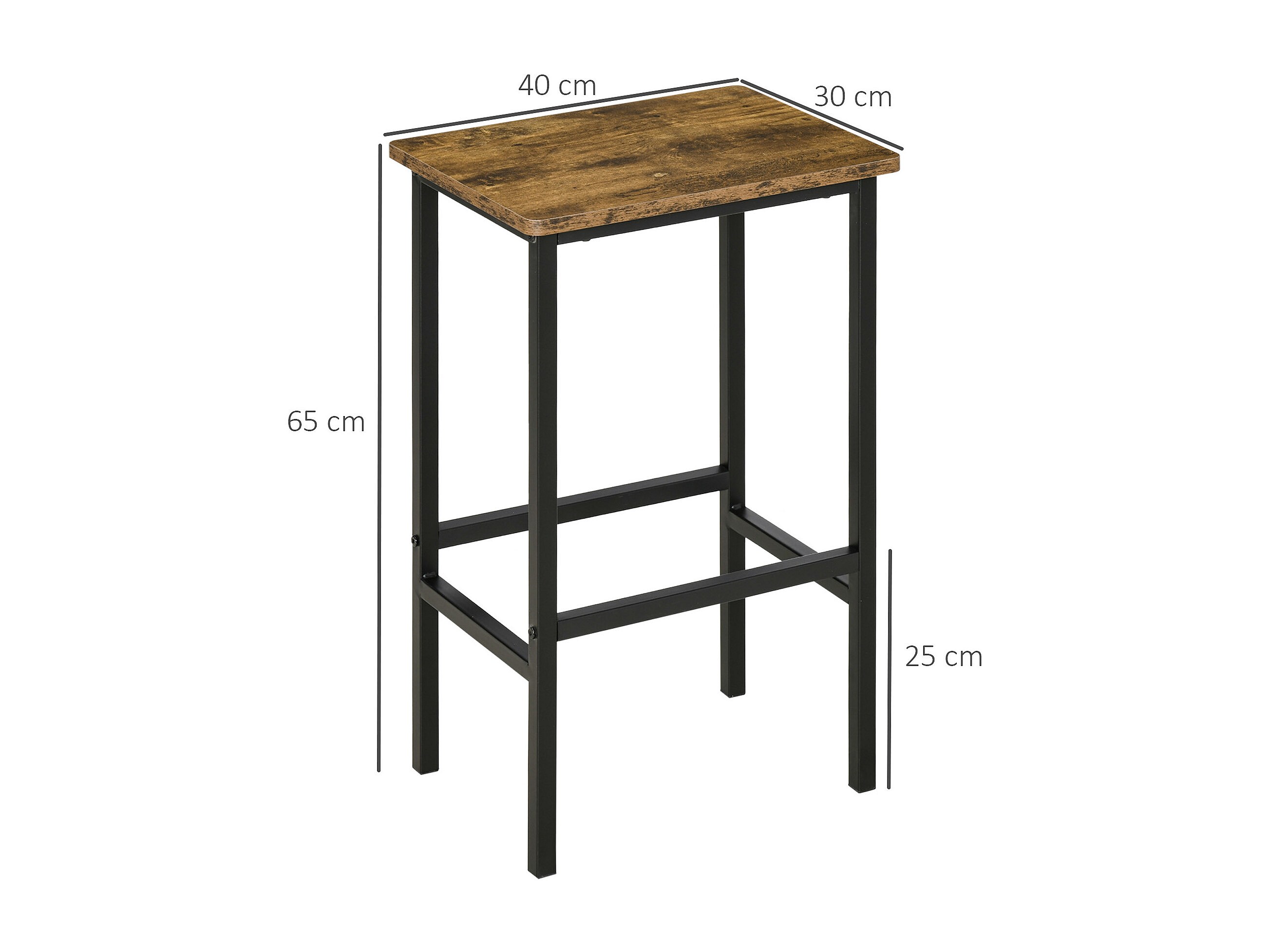 Lot de 2 tabourets de bar industriel avec repose-pieds hauteur assise