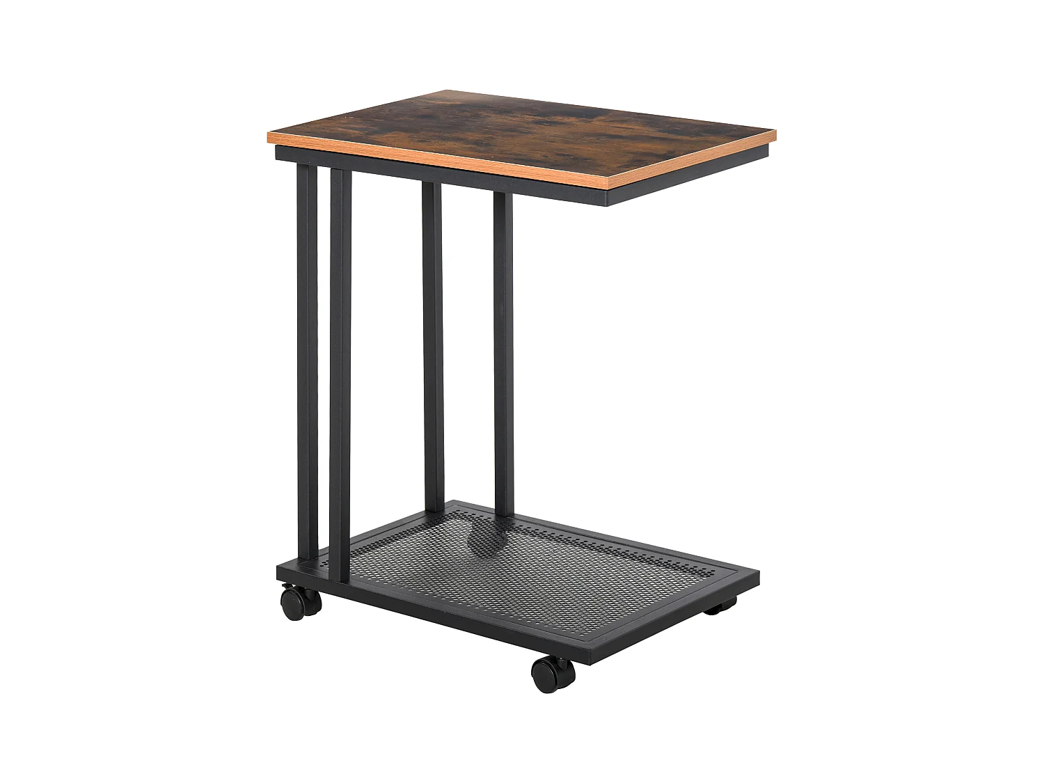 Table basse table d'appoint Vintage style industriel étagère acier noir MDF coloris boisé