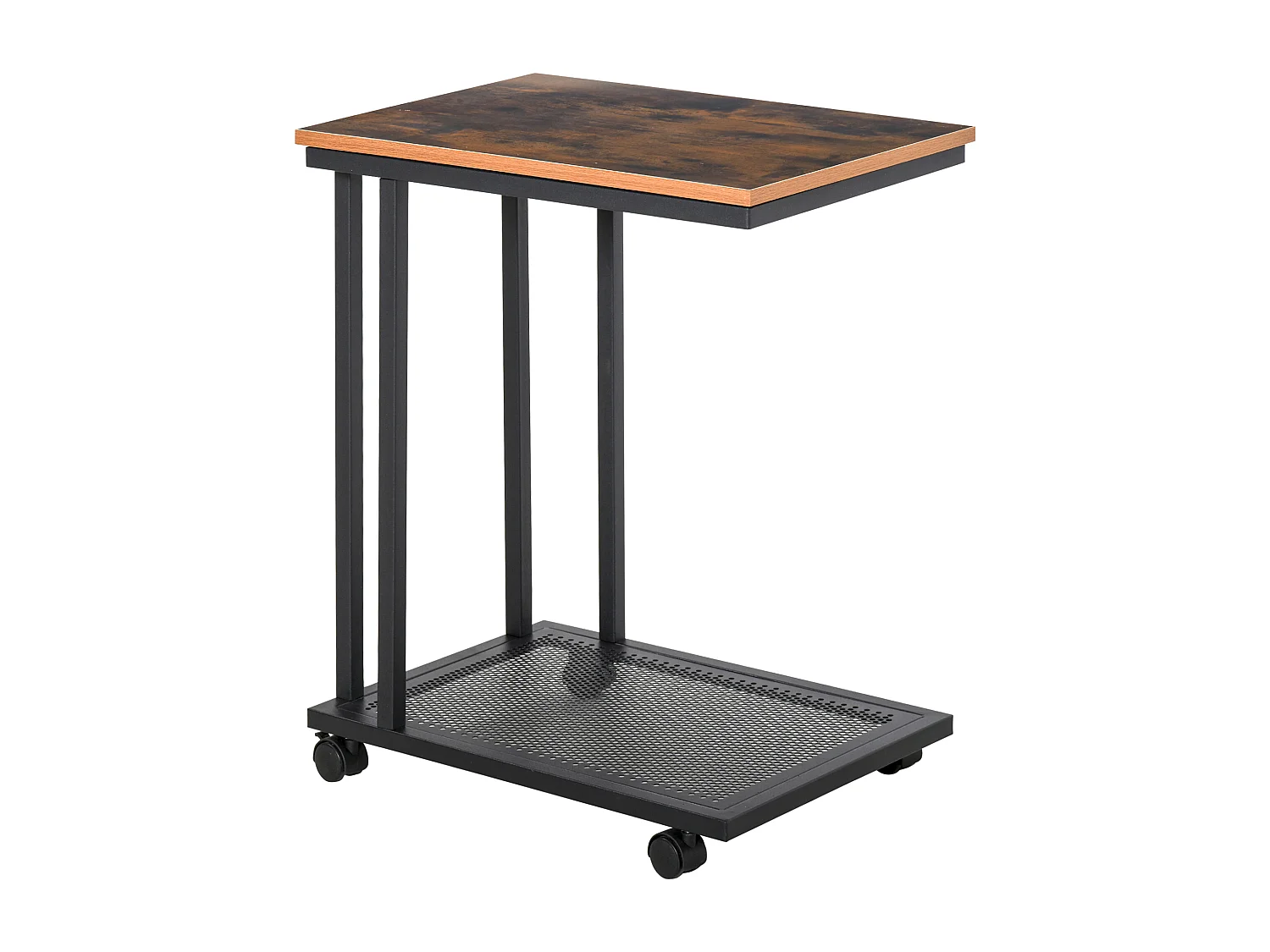 Table basse table d'appoint Vintage style industriel étagère acier noir MDF coloris boisé