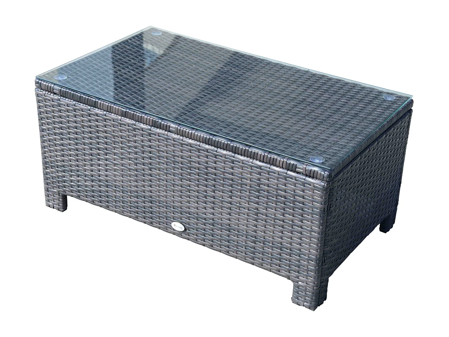 Table basse de jardin plateau verre trempé 5 mm rotin tressé 85 x 50 x 39cm Max. 50 kg marron