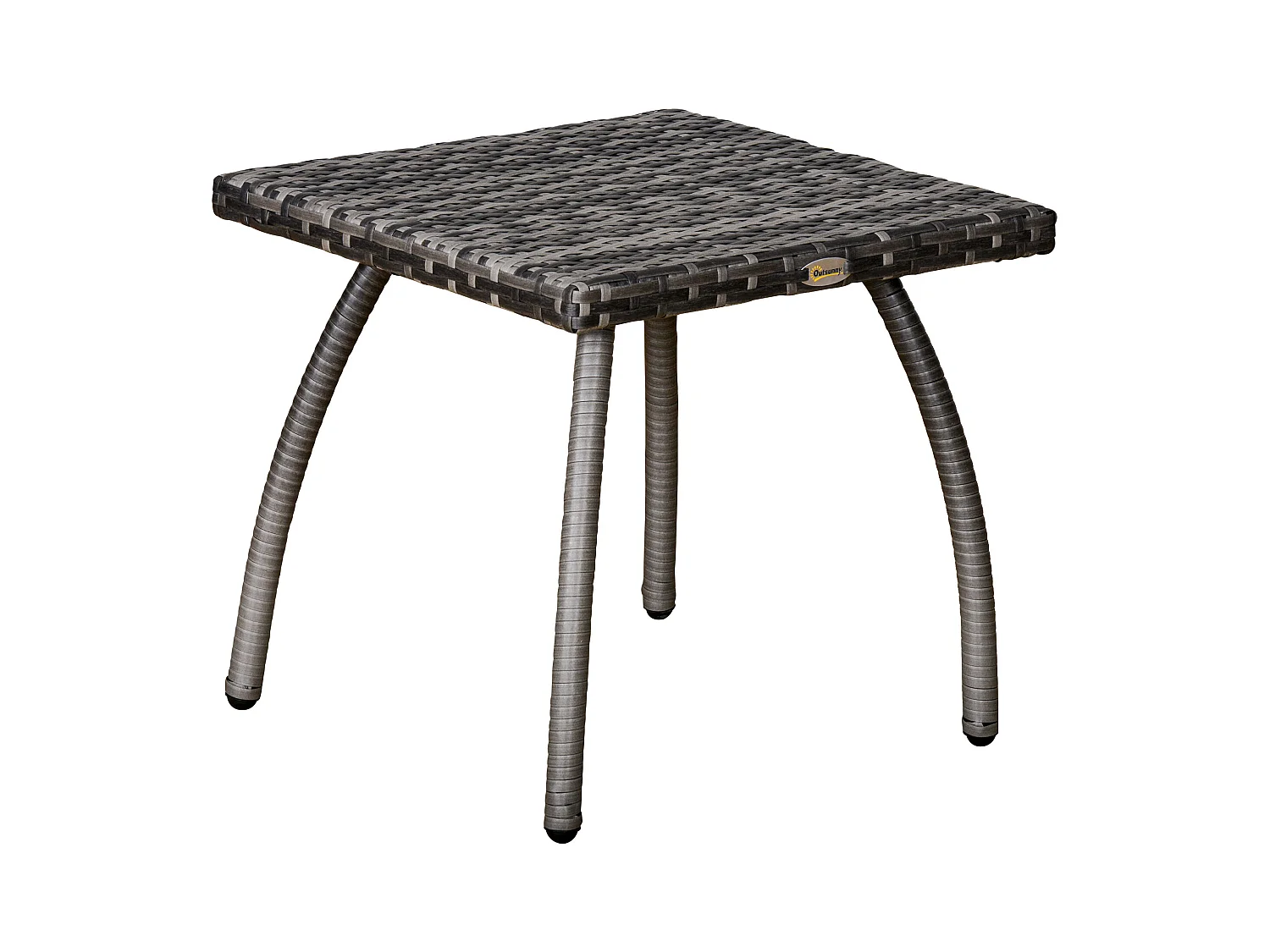 Table basse de jardin style cosy chic table d'appoint métal époxy résine tressée imitation rotin gris