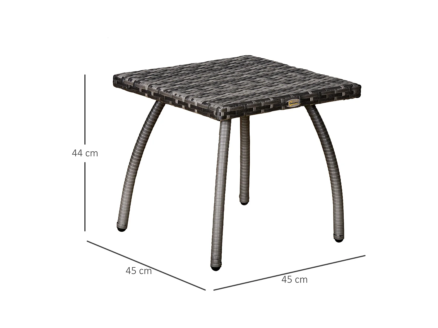 Table basse de jardin style cosy chic table d'appoint métal époxy résine tressée imitation rotin gris