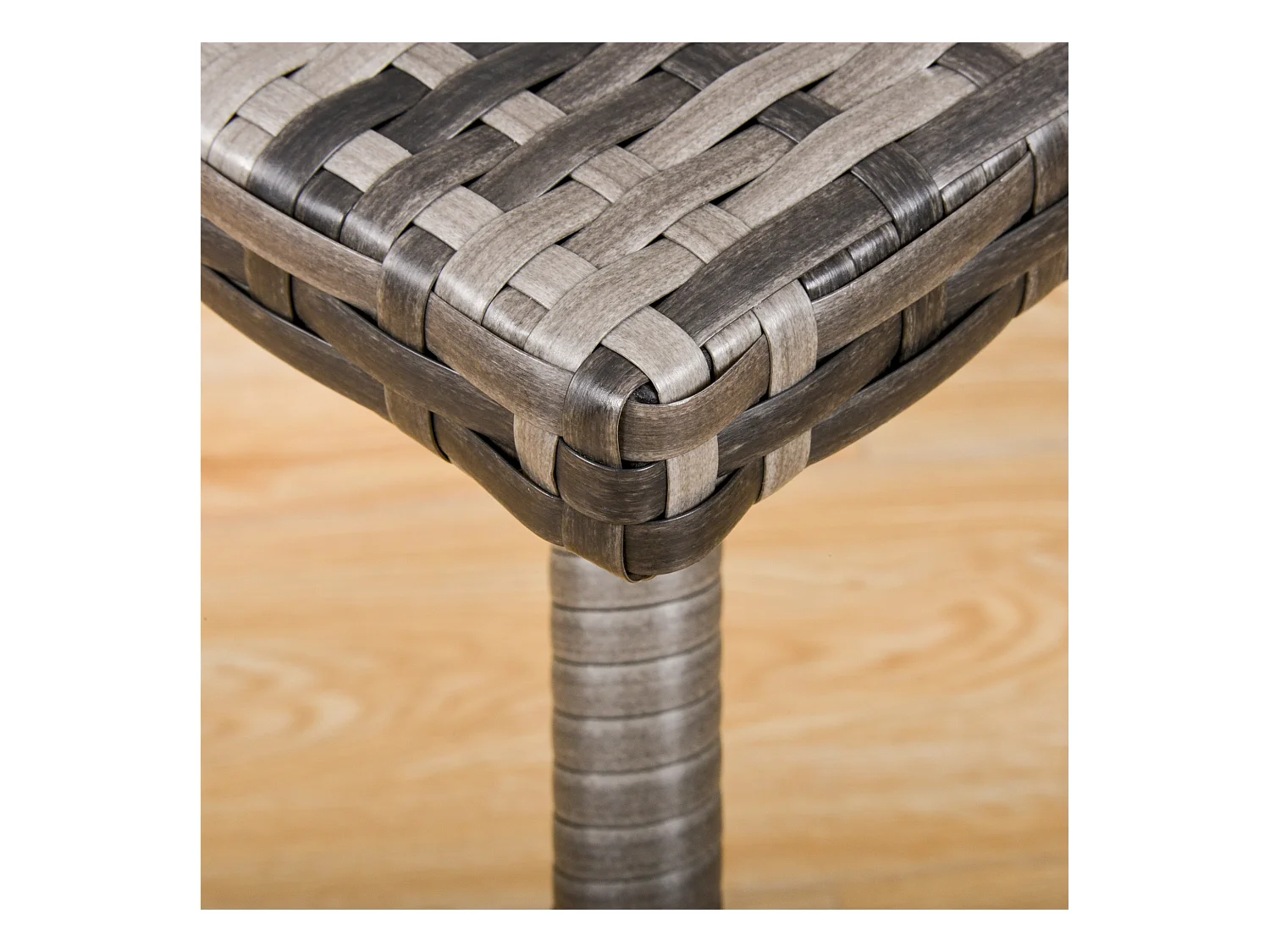 Table basse de jardin style cosy chic table d'appoint métal époxy résine tressée imitation rotin gris