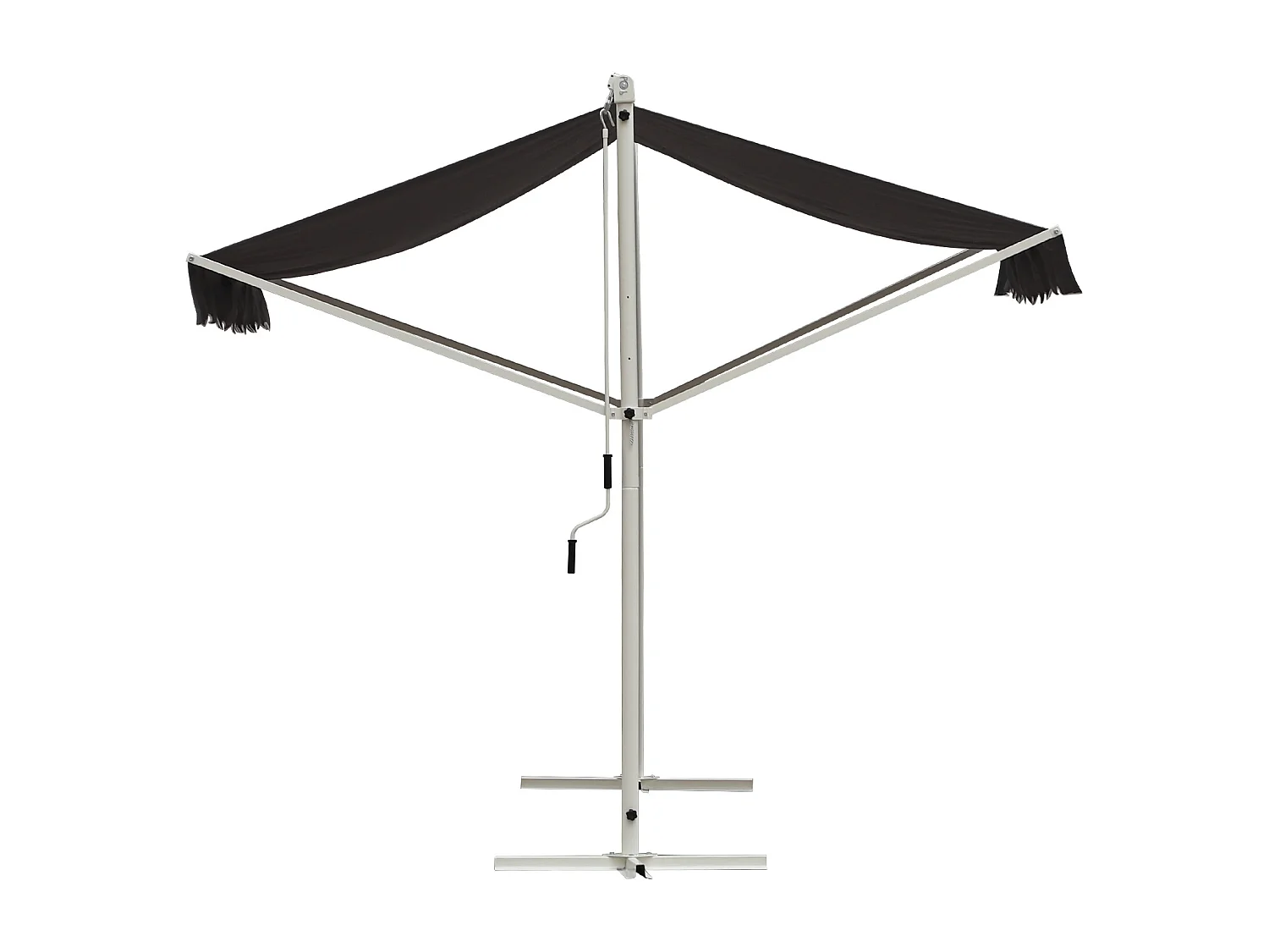 Store double pente manuel rétractable inclinaison réglable acier époxy blanc polyester imperméabilisé anti-UV gris dim. 4,50L x 3,40l x 2,55H m