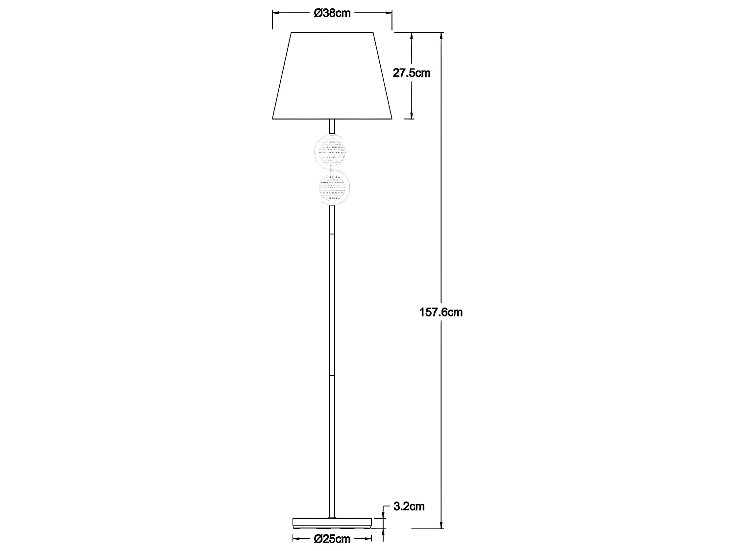 Lámpara De Pie En Cromo Con Pantalla Modelo Honduras