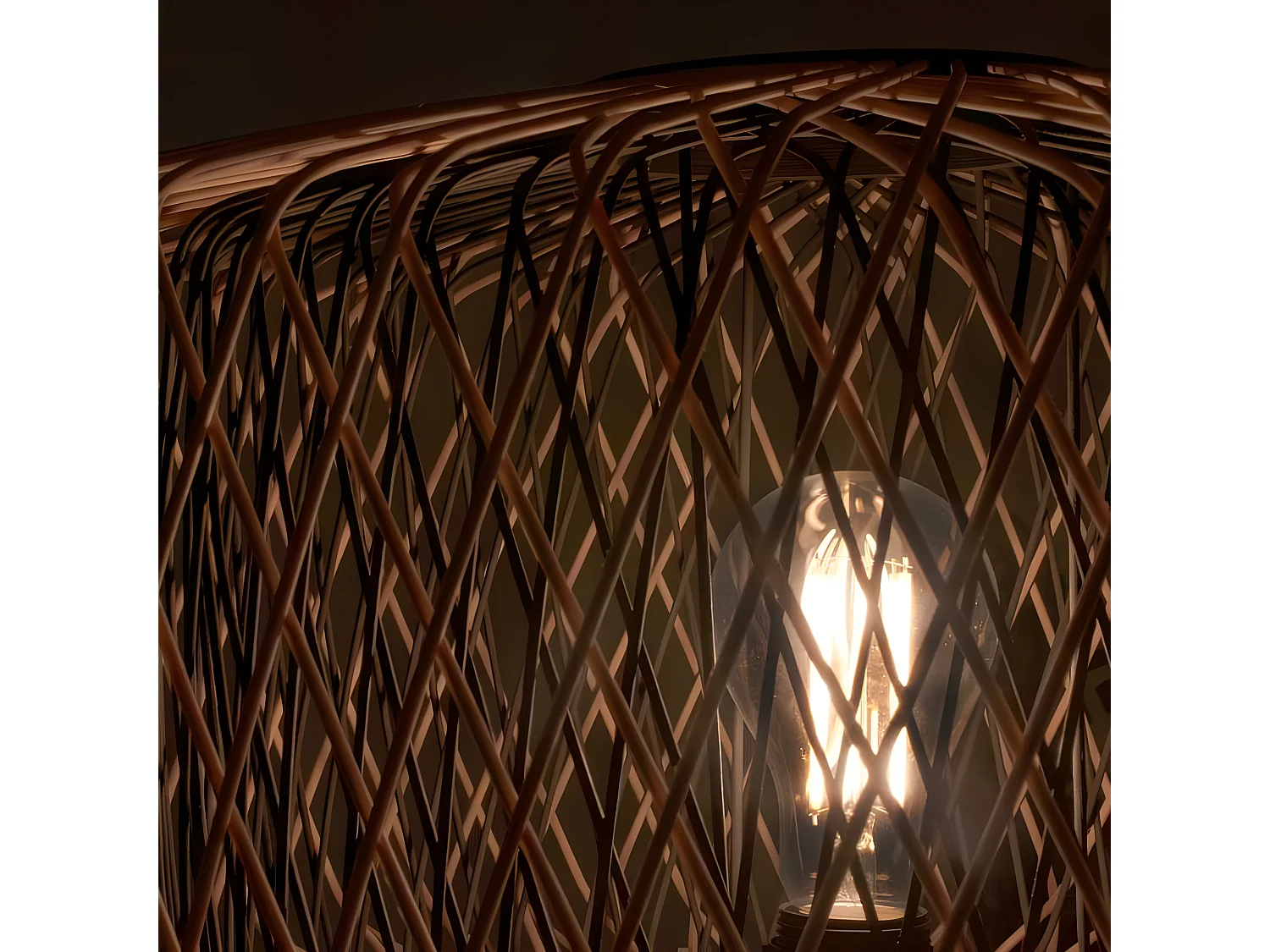 Lámpara De Pie  En Bambú Negro De   Serie Bamboo