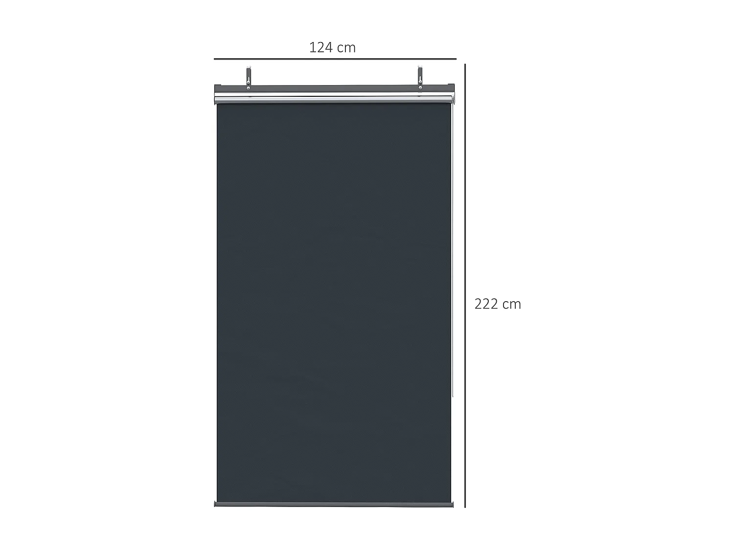 Store extérieur vertical store manuel rétractable dim. 124L x 5l x 222H cm installation sans perçage alu. acier polyester gris