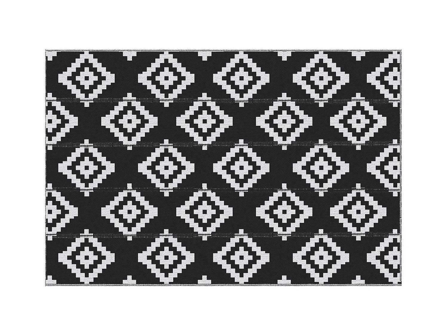 Tapis extérieur style graphique - tapis réversible 2 motifs - dim. 2,74L x 1,82l m, ép. 3 mm - PP haute densité 310 g/m² noir blanc