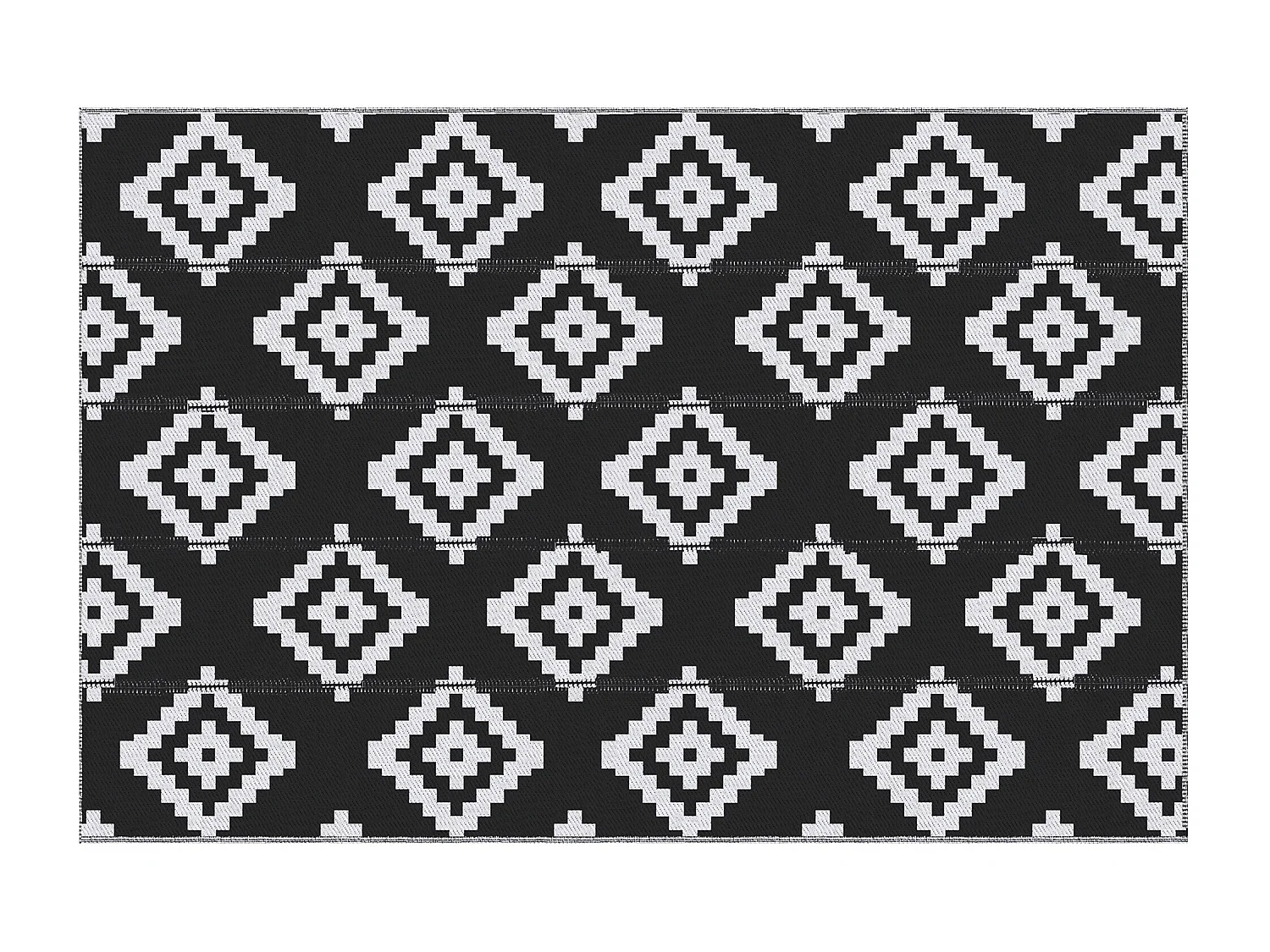 Tapis extérieur style graphique - tapis réversible 2 motifs - dim. 2,74L x 1,82l m, ép. 3 mm - PP haute densité 310 g/m² noir blanc