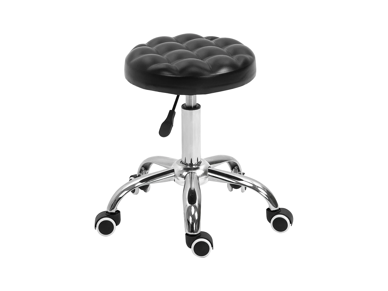 HOMCOM Tabouret massage à roulettes réglable en hauteur pivotant 360° assise synthétique capitonnée noire