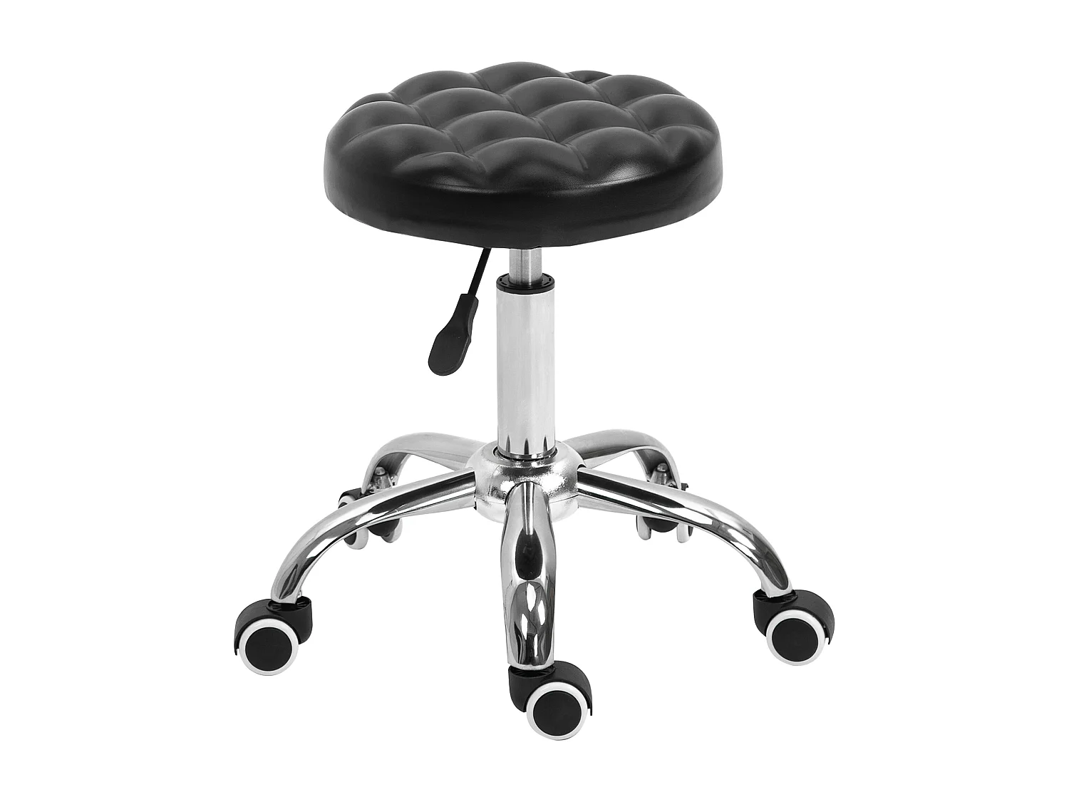 HOMCOM Tabouret massage à roulettes réglable en hauteur pivotant 360° assise synthétique capitonnée noire