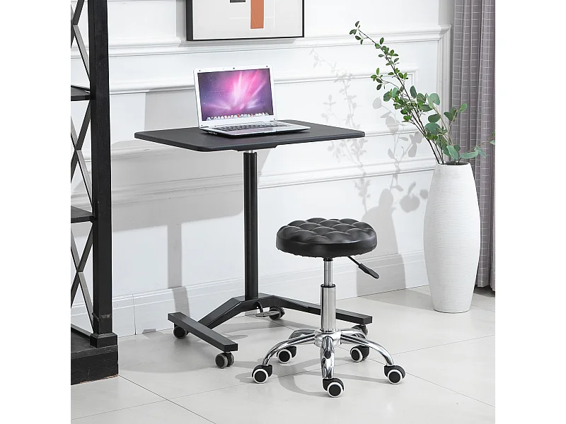 HOMCOM Tabouret massage à roulettes réglable en hauteur pivotant 360° assise synthétique capitonnée noire