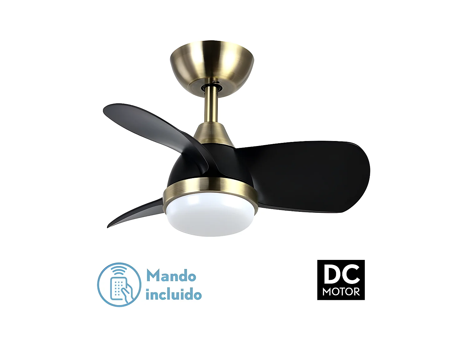 Fan DC PIRDO dorato led 24w con 3 temperature Fabrilamp