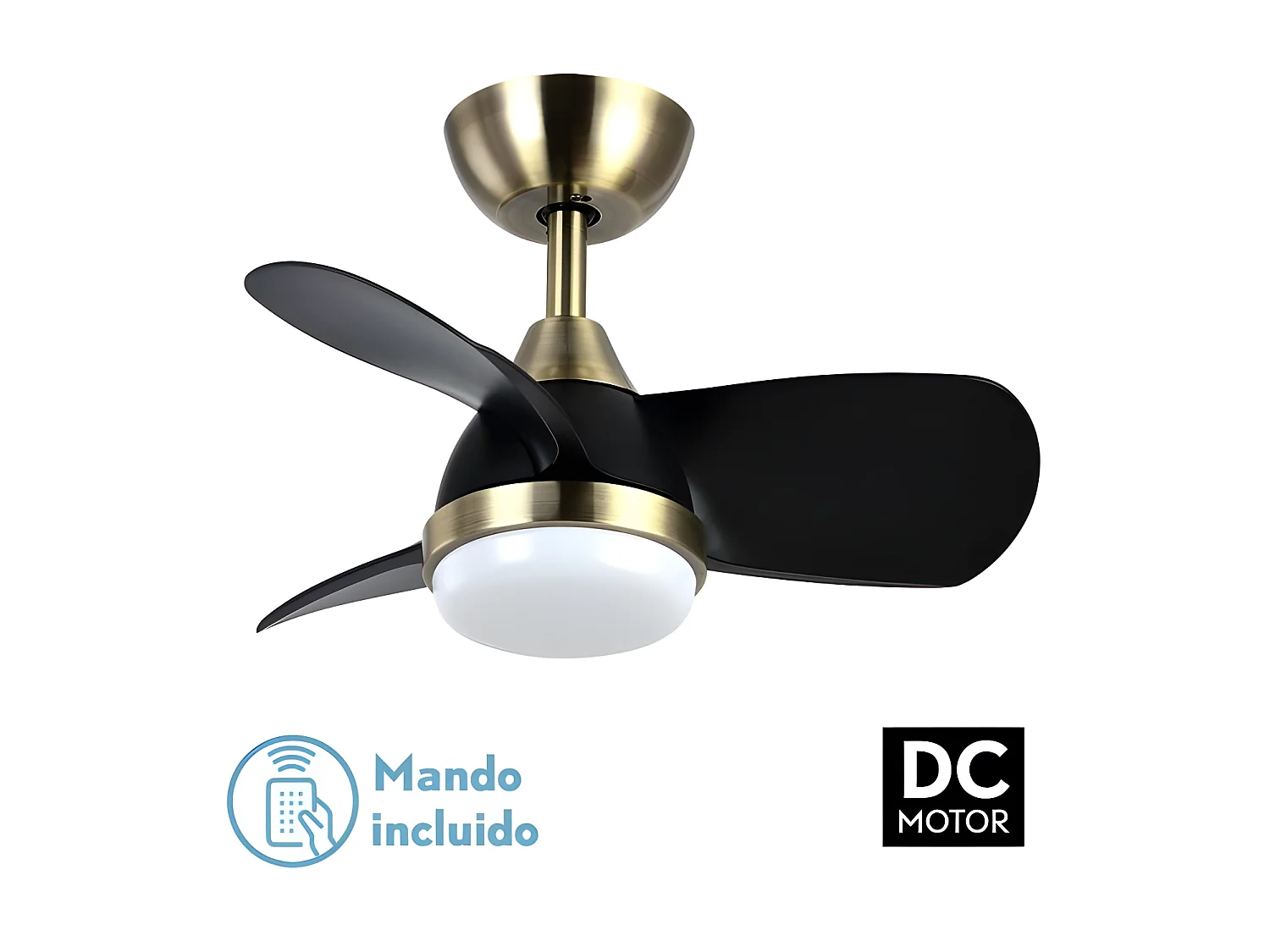 Ventilateur PIRDO doré LED 24w DC 3 températures Fabrilamp