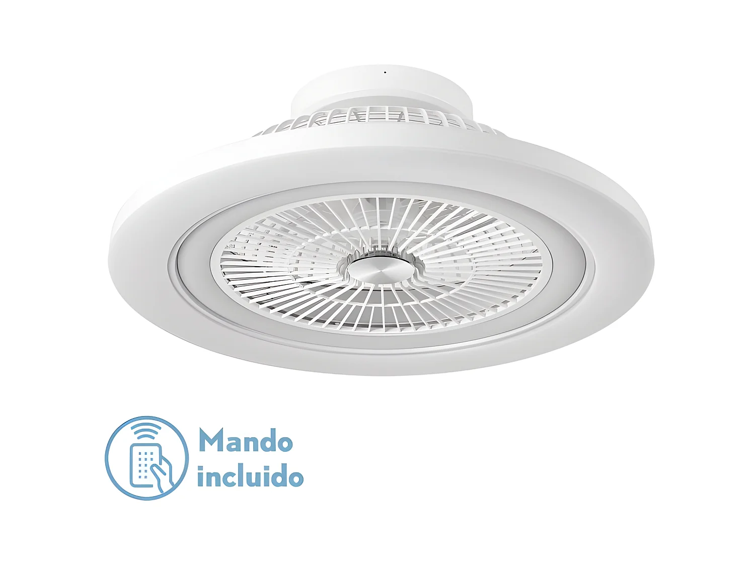 Ventilador Dc Mato Blanco Led Dimable Control Remoto