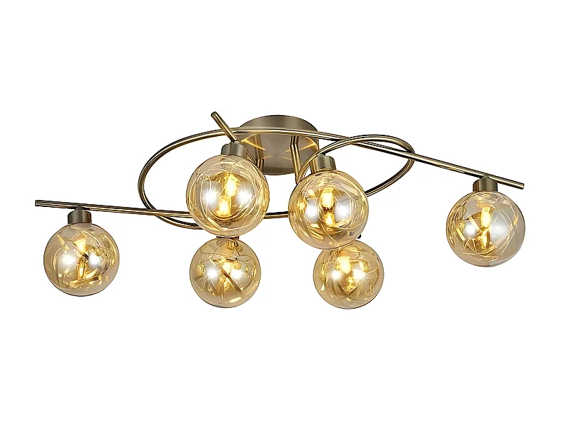 Six plafonniers tulipes modèle VARANASI cuir FABRILAMP