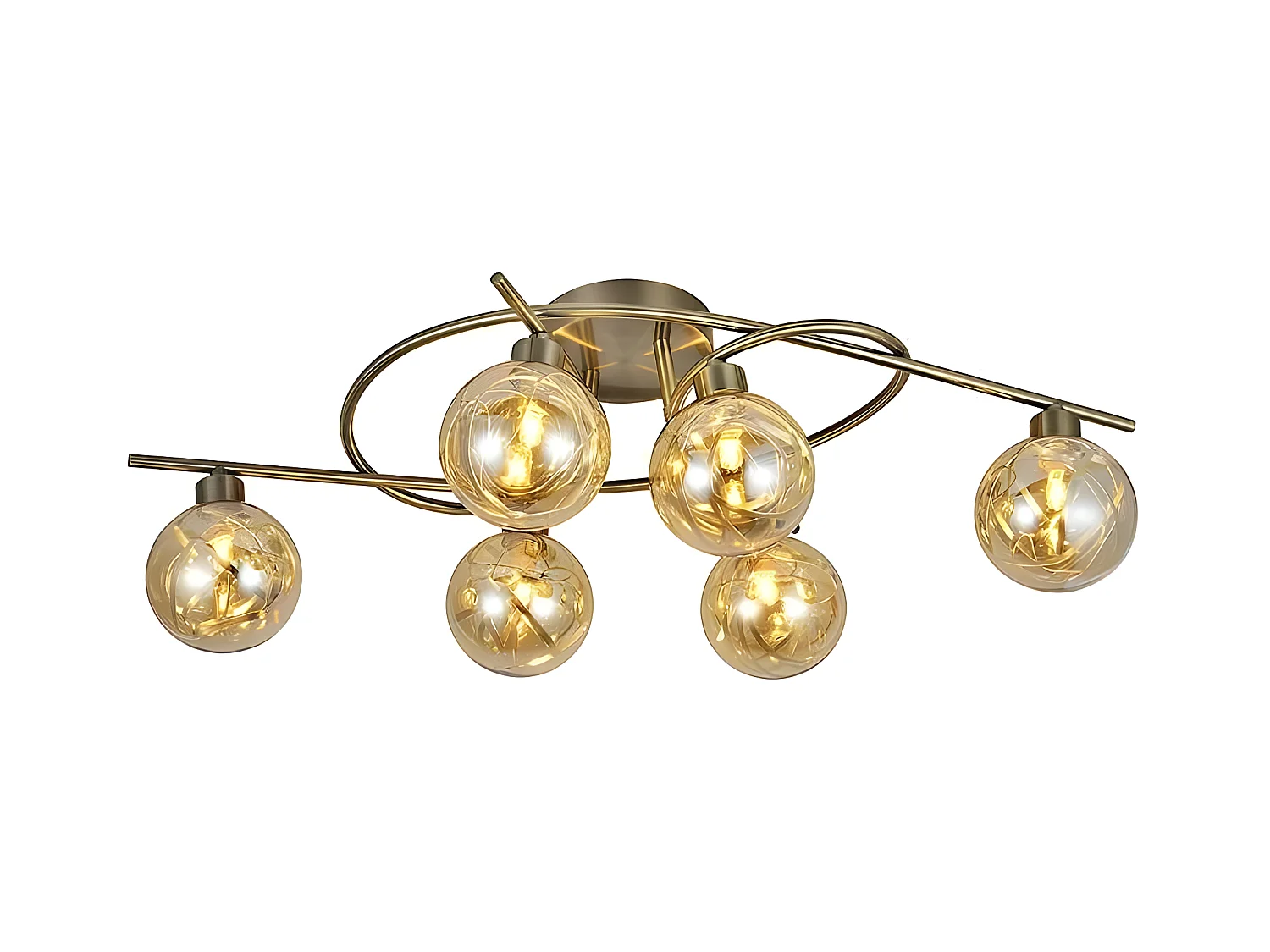 Six plafonniers tulipes modèle VARANASI cuir FABRILAMP