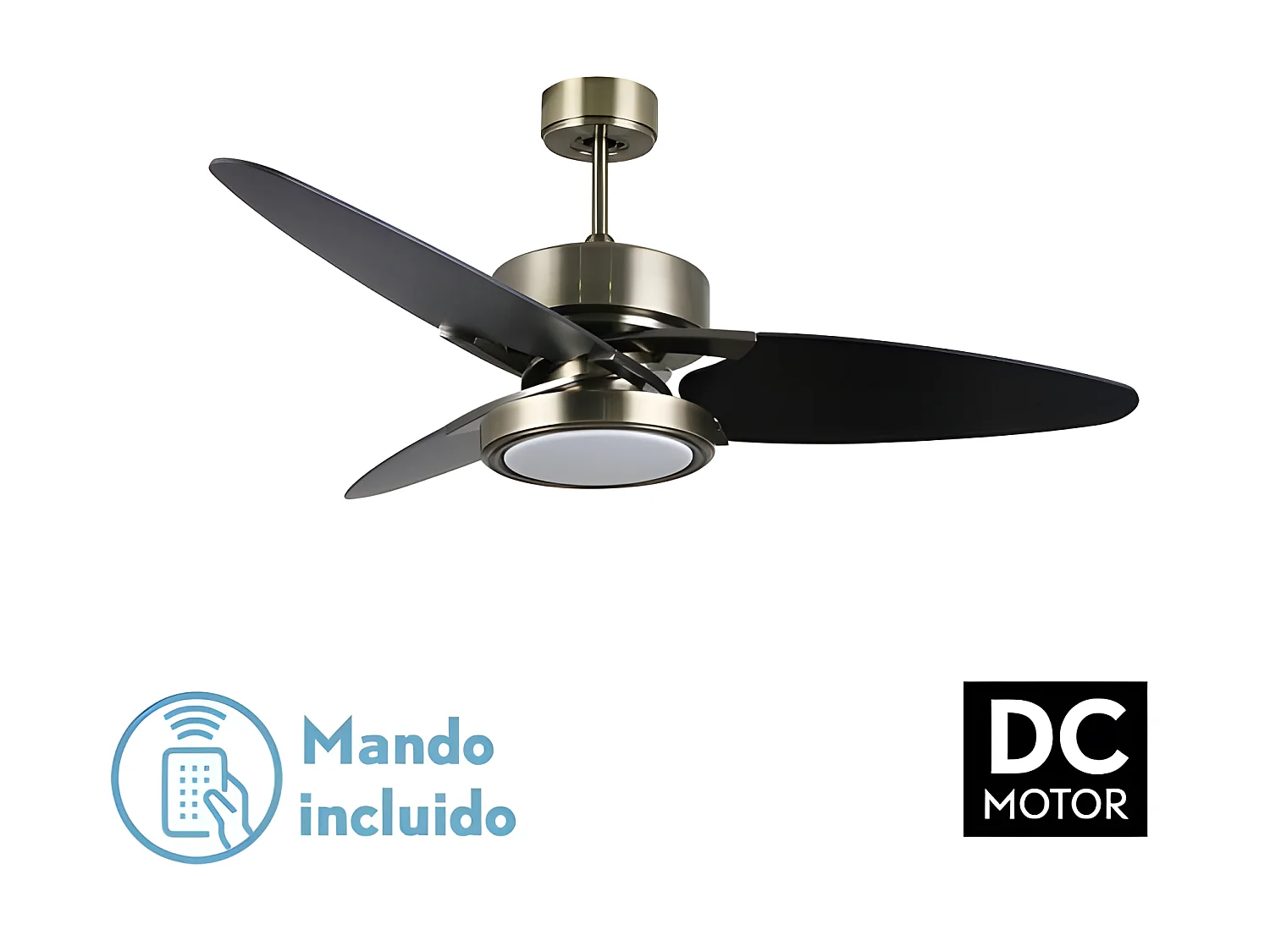 Ventilateur en cuir DC CROSS télécommande led et minuterie Fabrilamp