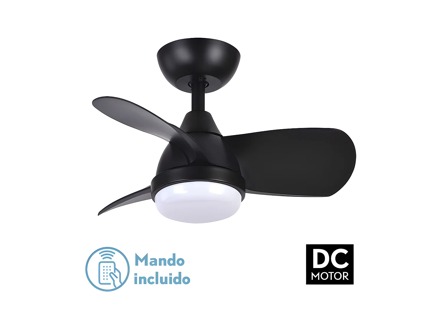 Ventilatore DC PIRDO nero led 24w con 3 temperature Fabrilamp