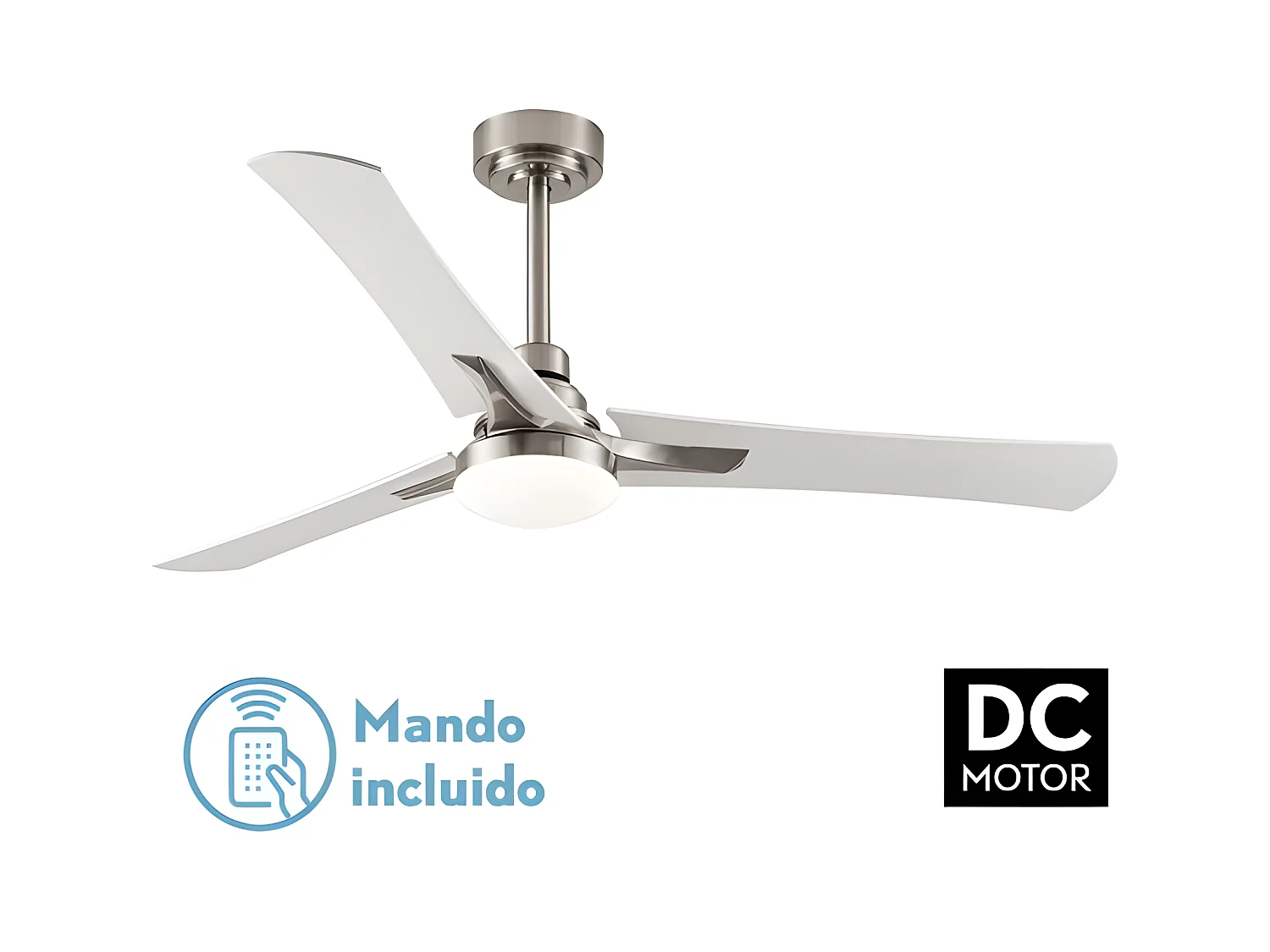 Fan DC CORO nickel led con temporizzatore di spegnimento Fabrilamp