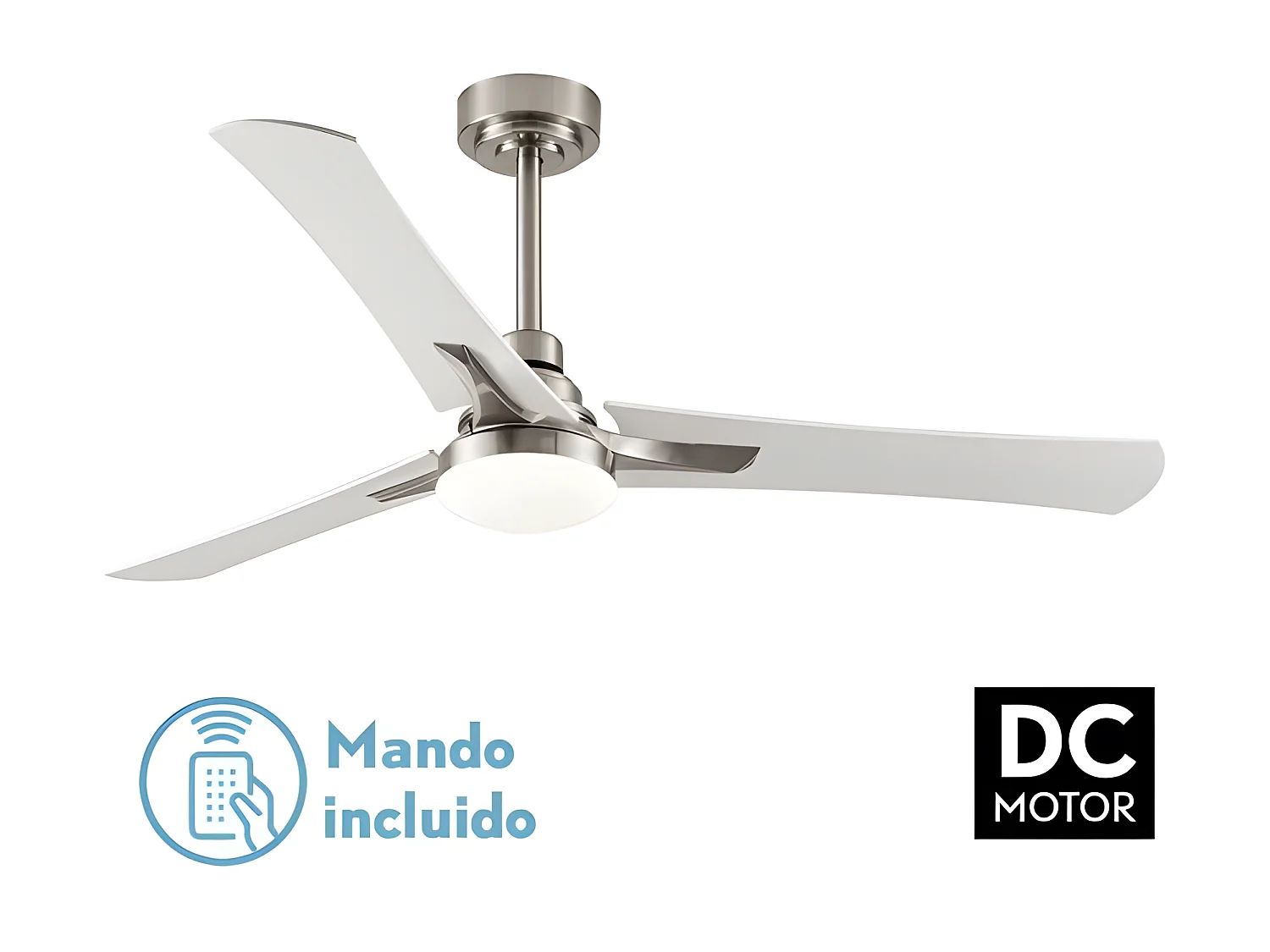 Ventilateur LED DC CORO nickel avec minuterie d'arrêt Fabrilamp