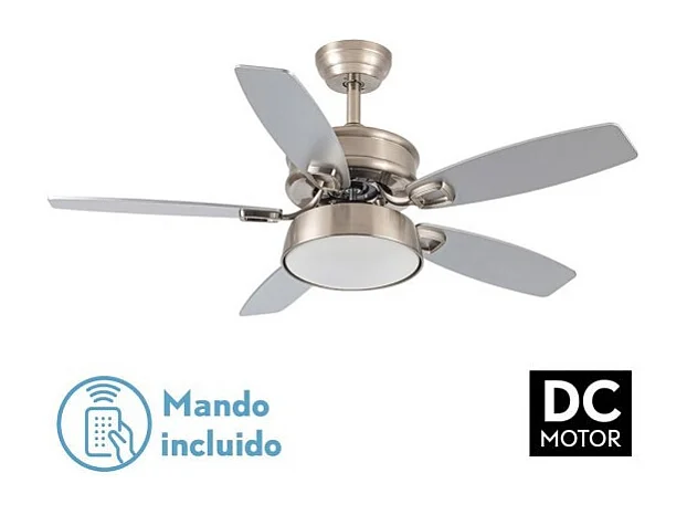 Ventilador Dc Braw Niquel Led 5 Aspas Y Control Remoto