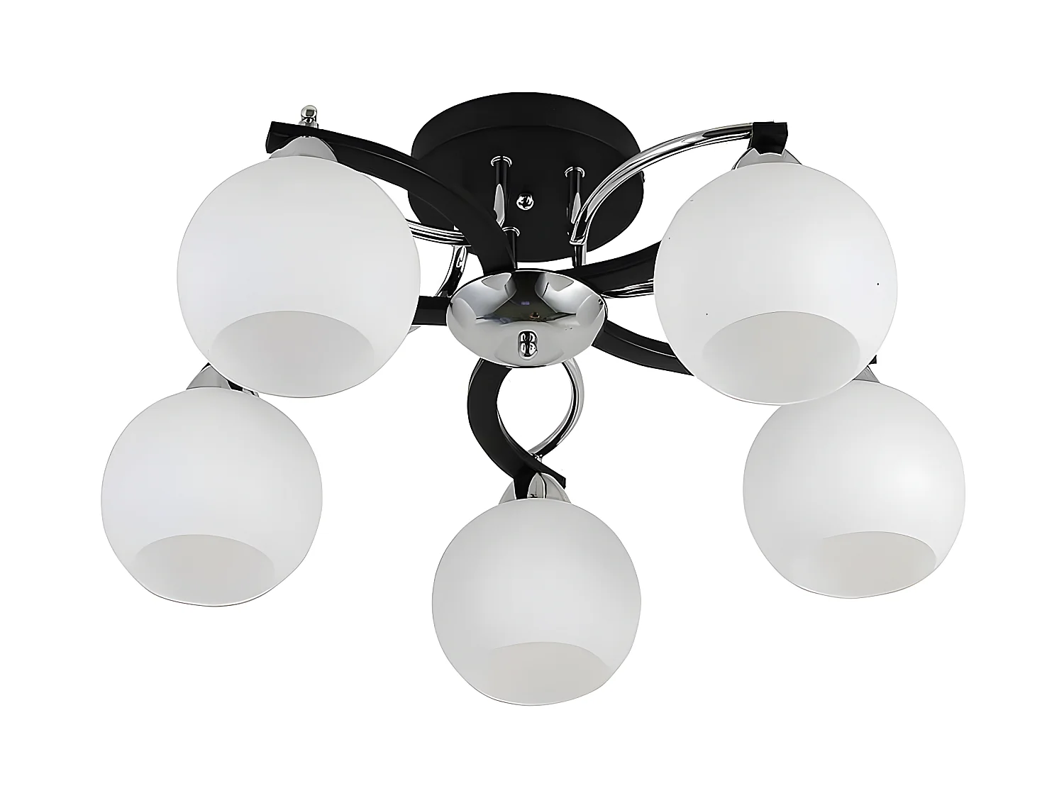 Plafondnier PISSIS noir 5 lumières avec tulipe blanche FABRILAMP