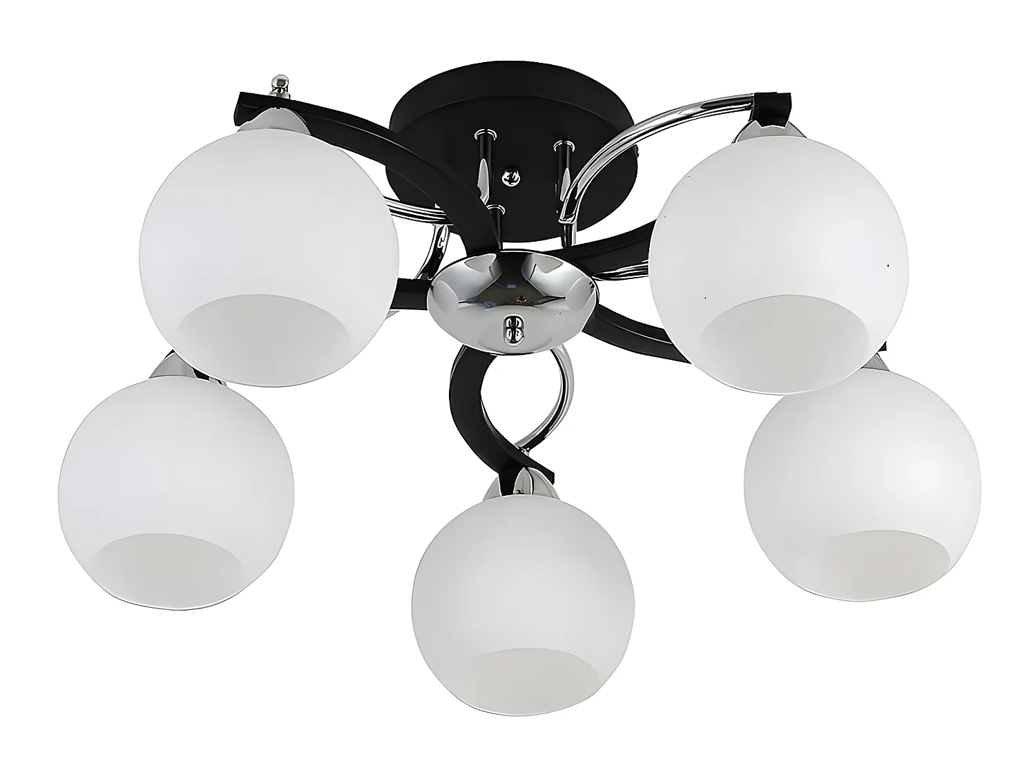 Lampada da soffitto PISSIS nera a 5 luci con FABRILAMP tulipano bianco