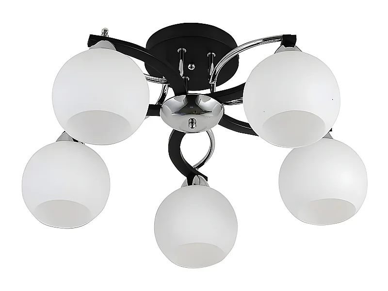 Lampada da soffitto PISSIS nera a 5 luci con FABRILAMP tulipano bianco