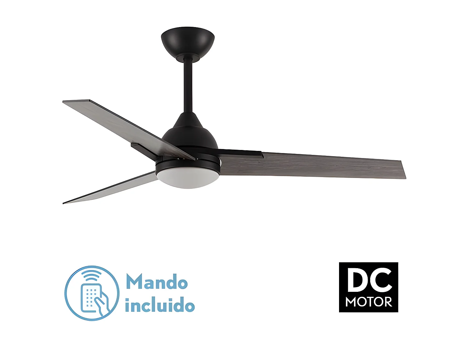 Ventilateur DC ARGESTE marron Led 22w avec 3 températures et mémoire Fabrilamp