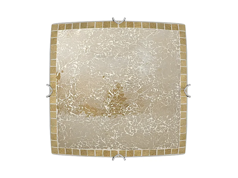 Plafon Cuadrado Modelo Tenor De 3 Luces Mosaico Dorado