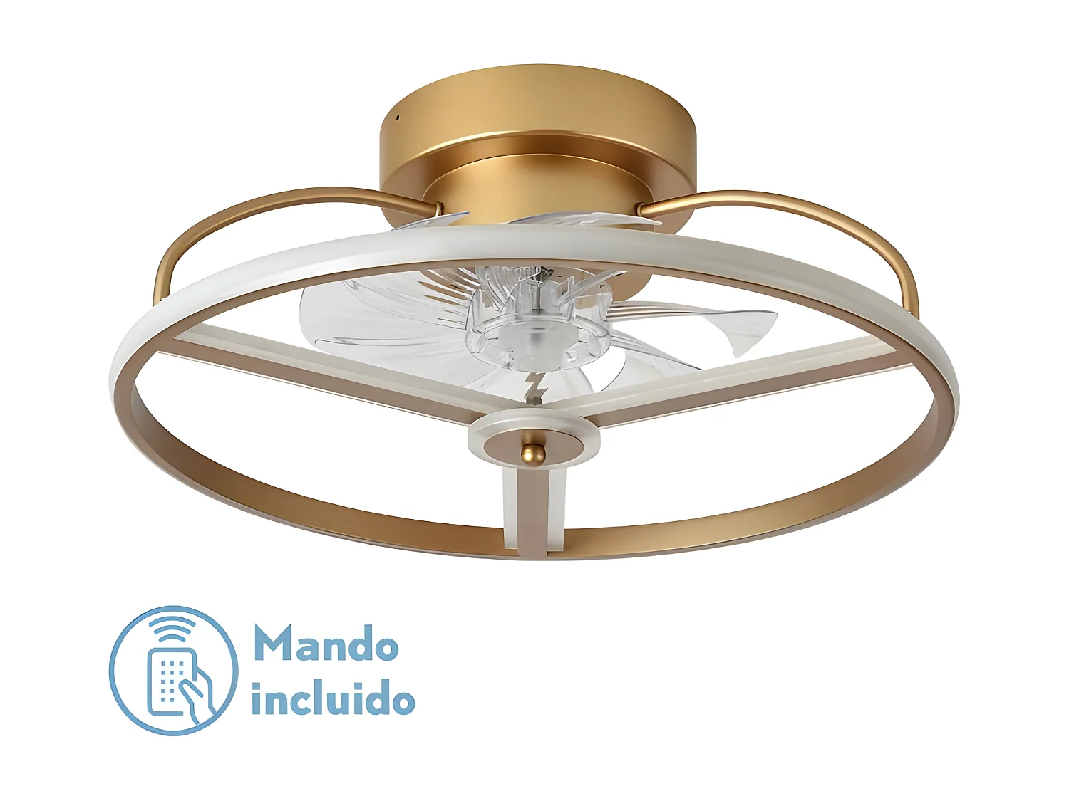 Ventilador Dc Bora Dorado Led 3 Temperaturas Y Control Remoto