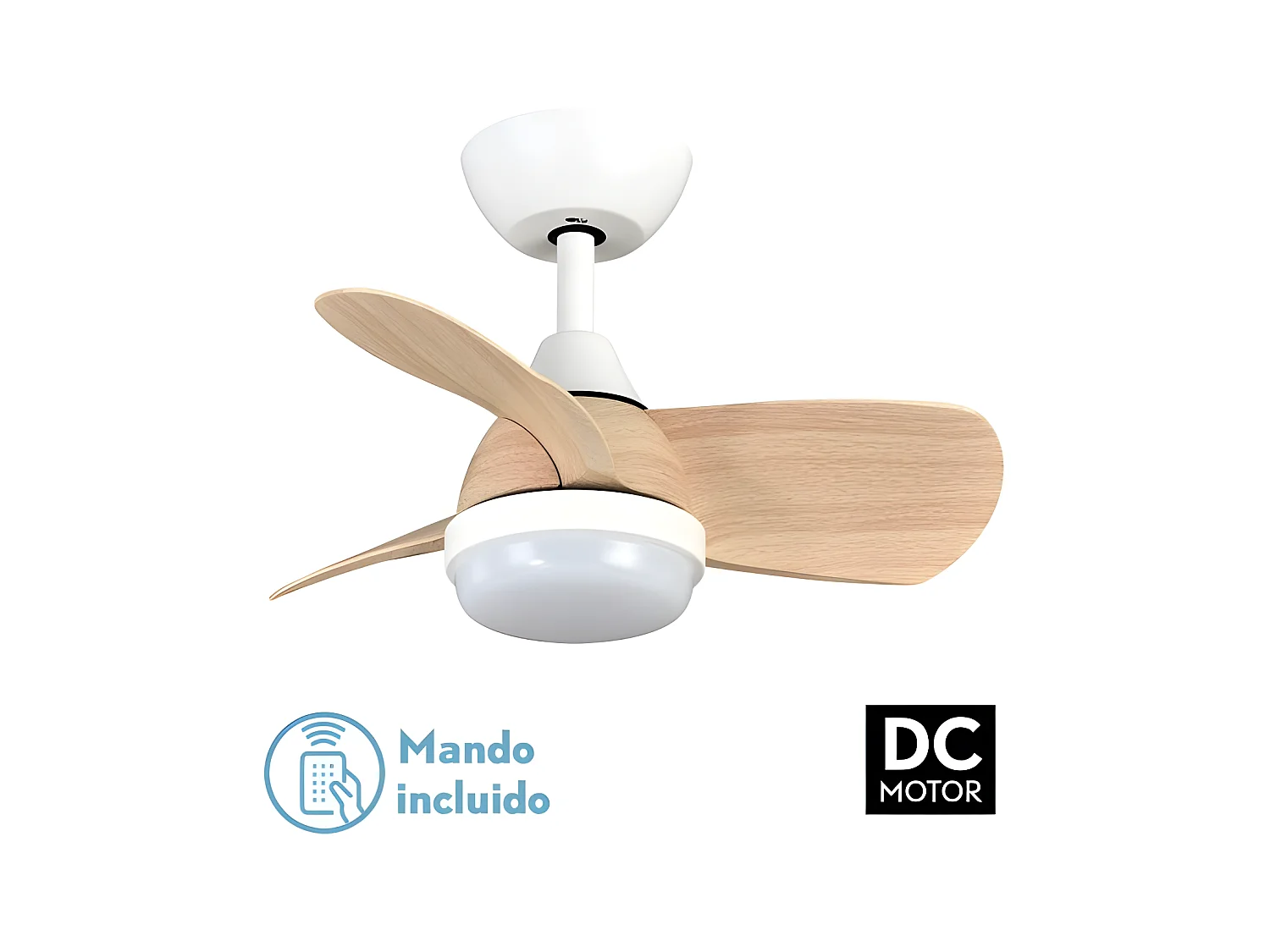 Ventilador Dc Pirdo Blanco Haya Led 24w Con 3 Temperaturas