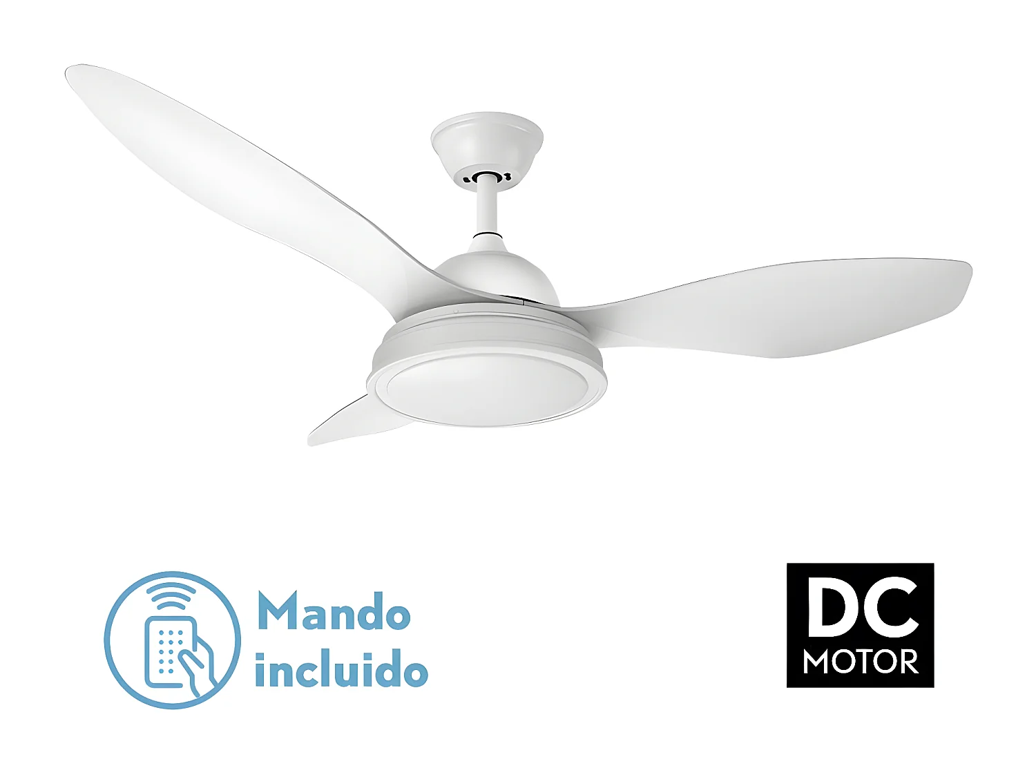 Ventilatore DATOO 48w Dc Bianco 3 Pale 6 Velocità di FABRILAMP