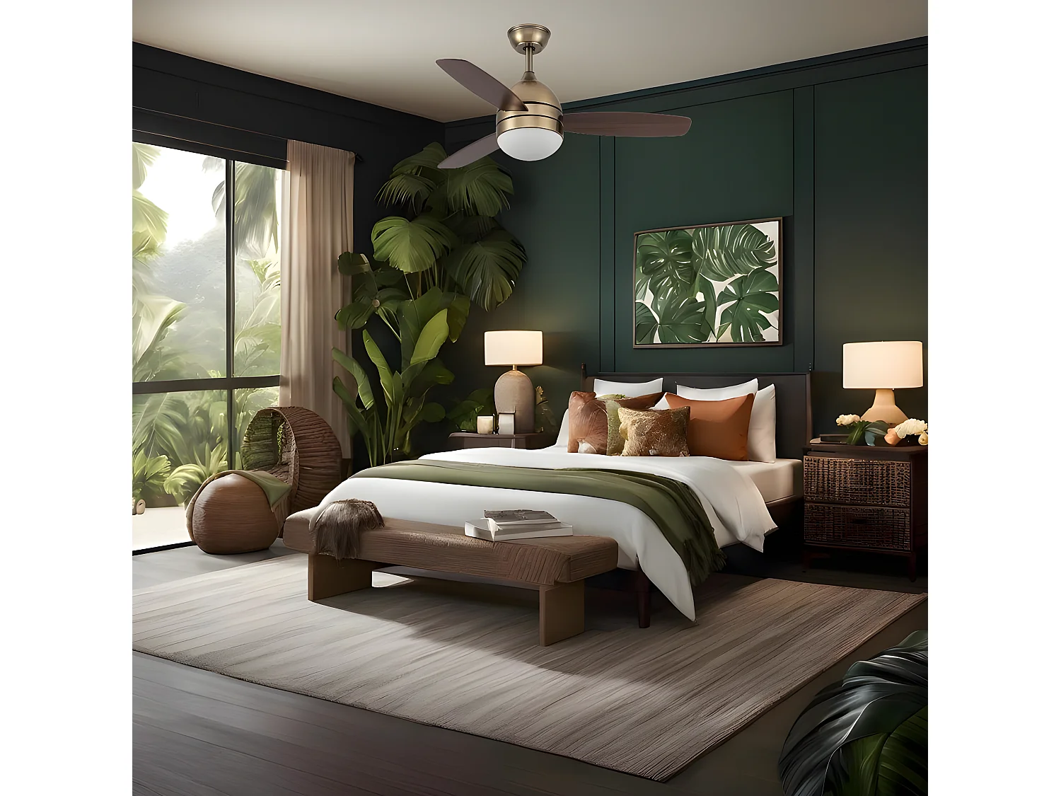 Ventilateur de plafond MAESTRAL DC réglable led cuir cct avec mémoire FABRILAMP