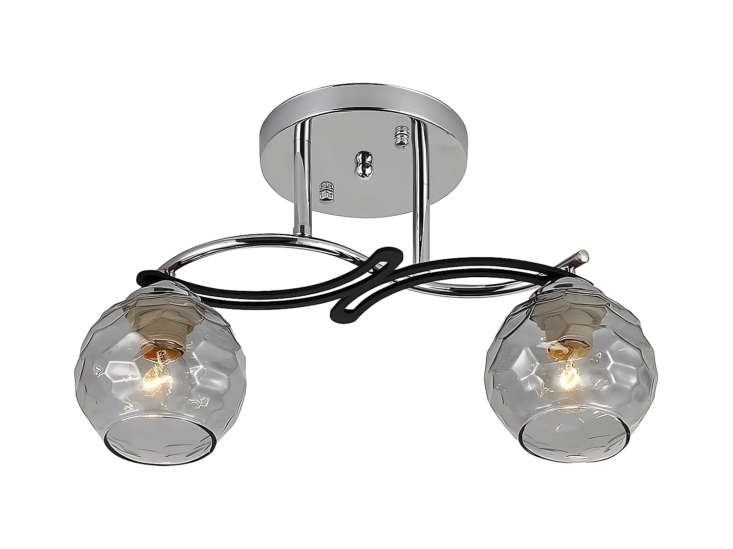 Plafondnier de 2 lumières modèle ETNA chrome FABRILAMP