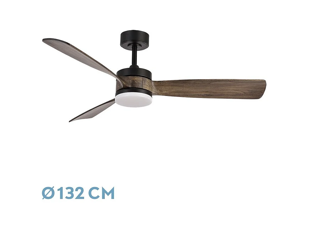 Ventilateur DC LED noir ORIENTE 3 températures et télécommande Fabrilamp