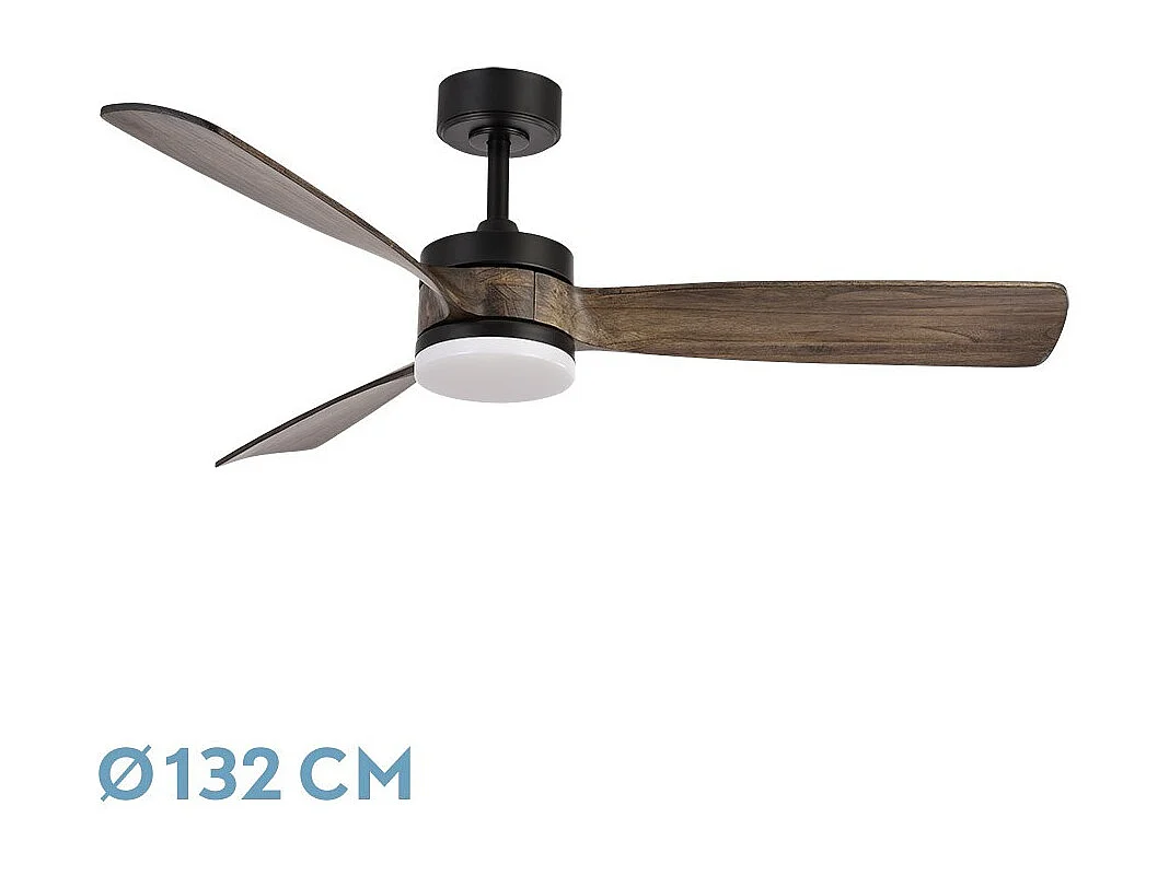 Ventilateur DC LED noir ORIENTE 3 températures et télécommande Fabrilamp